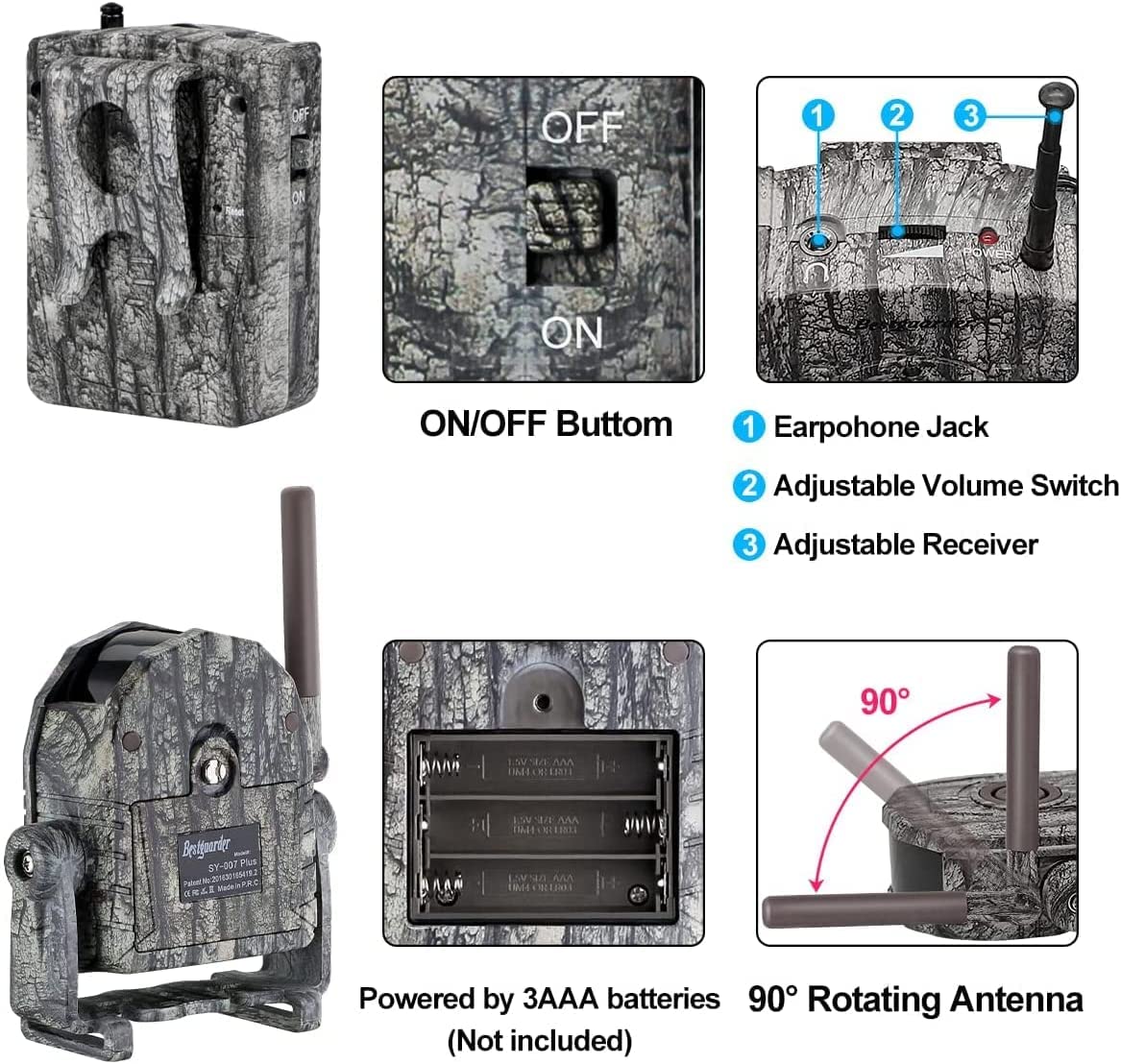 Alarme sans Fil Sécurité Infrarouge IR PIR Capteur Détecteur de Mouvement 360° IP66, Détecteur de Movement de Jusqu’à 300m à la Chasse/Camping pour Sécurité Extérieur - 1 Récepteur & 5 Capteur