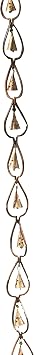 Ancient Graffiti Flamed Copper Aspen with Rain Drop Bells Hanging Chain, 3" x 96" x 3"