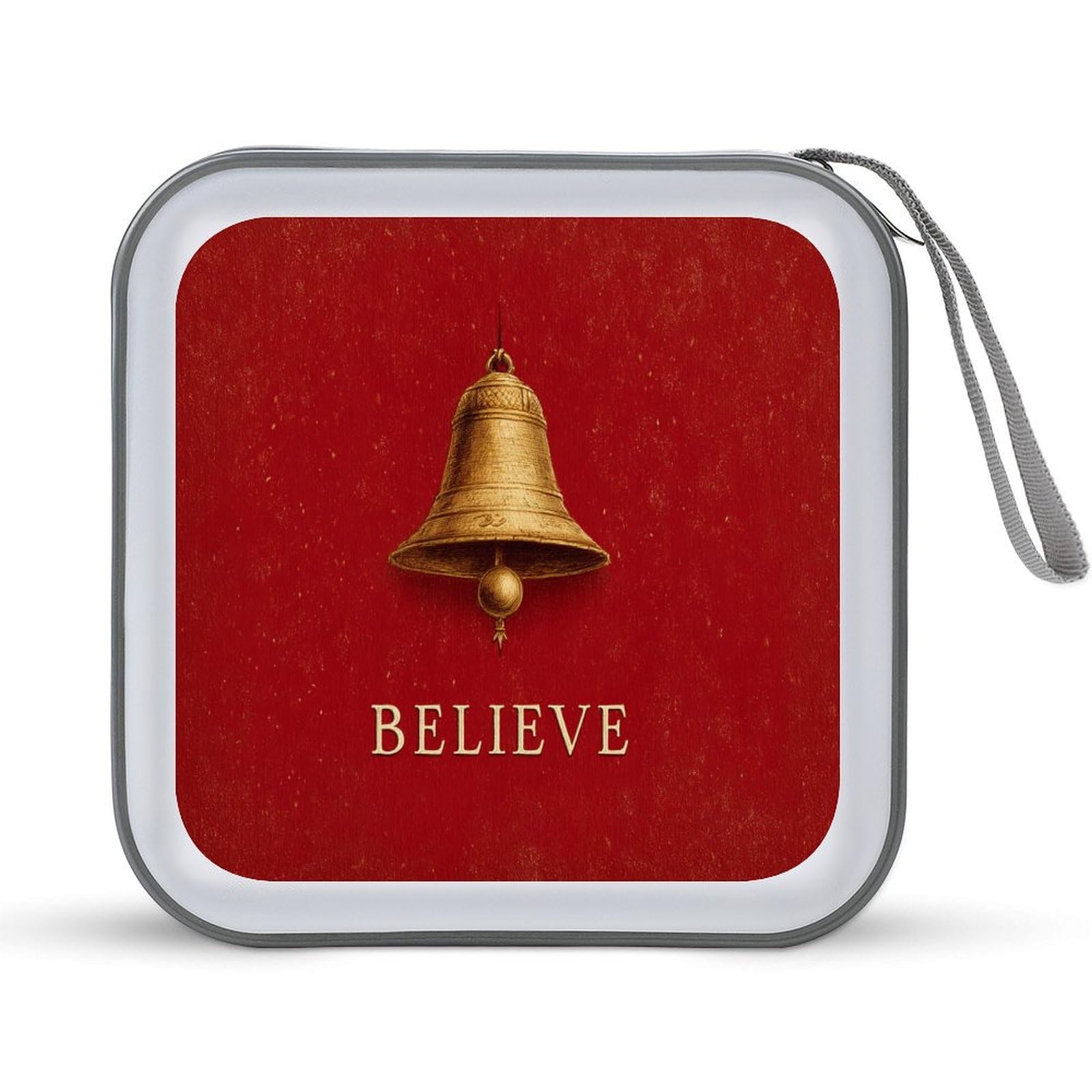 Believe Christams Golden Bell CD Case DVD Storage Case Portable