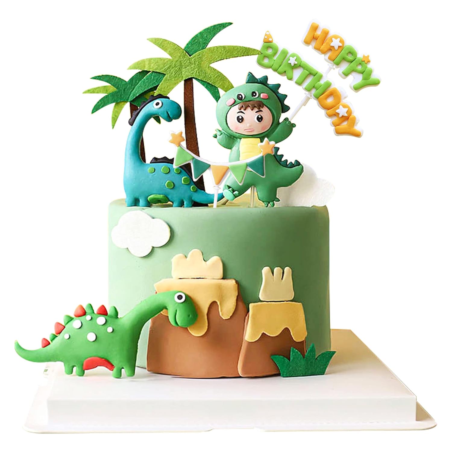 Gyufise 9 Pack Dinosaur Cake Decorations Dinosaur Babyshower Happy Birthday Cupcake Topper Dinosaur Cake Toppers for kids Birthday Baby Shower Party Supplies 9pcs Dino Set