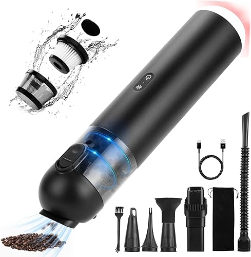 Aspiradora portátil inalámbrica para automóvil, mini aspiradora de mano de alta potencia con un clic vacío, aspiradora 6 en 1, soplador de aire,