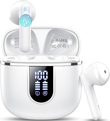 Miniatura 12 de Auriculares inalámbricos, auriculares Bluetooth 5.4 con estéreo de graves 3D, auriculares Bluetooth con 4 micrófonos ENC con cancelación de ruido,