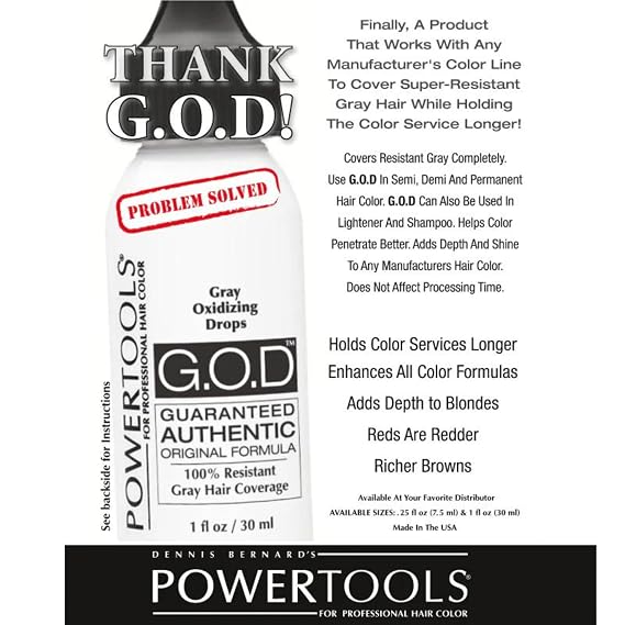 POWERTOOLS Gray Oxidizing Drops - Covers Resistant Gray Hair, Adds Depth and Shine to Any Hair Color (1 Fl Oz, Liquid)