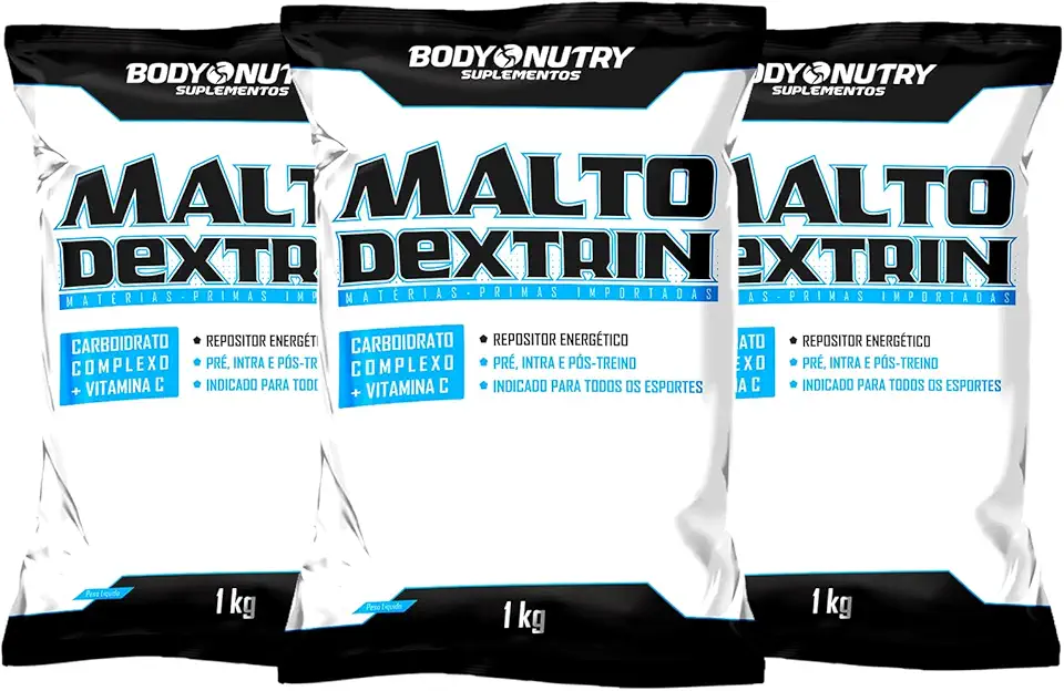 Kit 3x Malto Drextrina 1kg Refil Repositor Energético Ganho de Peso Pré e Pós Treino Fonte de Carboidratos + Vitamina C Auxilia na recuperação da Função Muscular Matéria Prima Importada Original (1Kg, Uva)