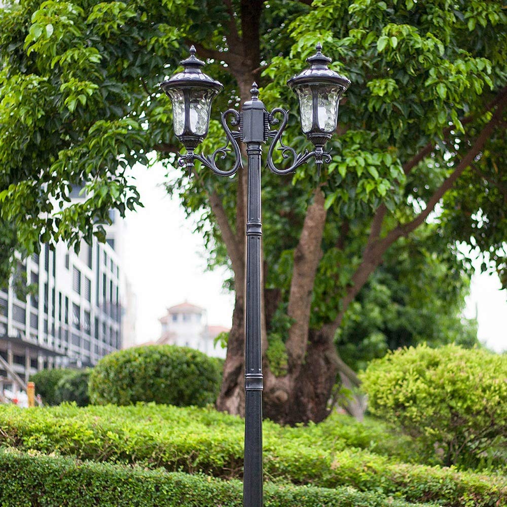 Lampadaire vintage d'extérieur et poteau à 2 têtes IP55 étanche à l'eau Lanterne pilier LED Street Light Walkway Paysage Patio éclairage de table terrasse patio