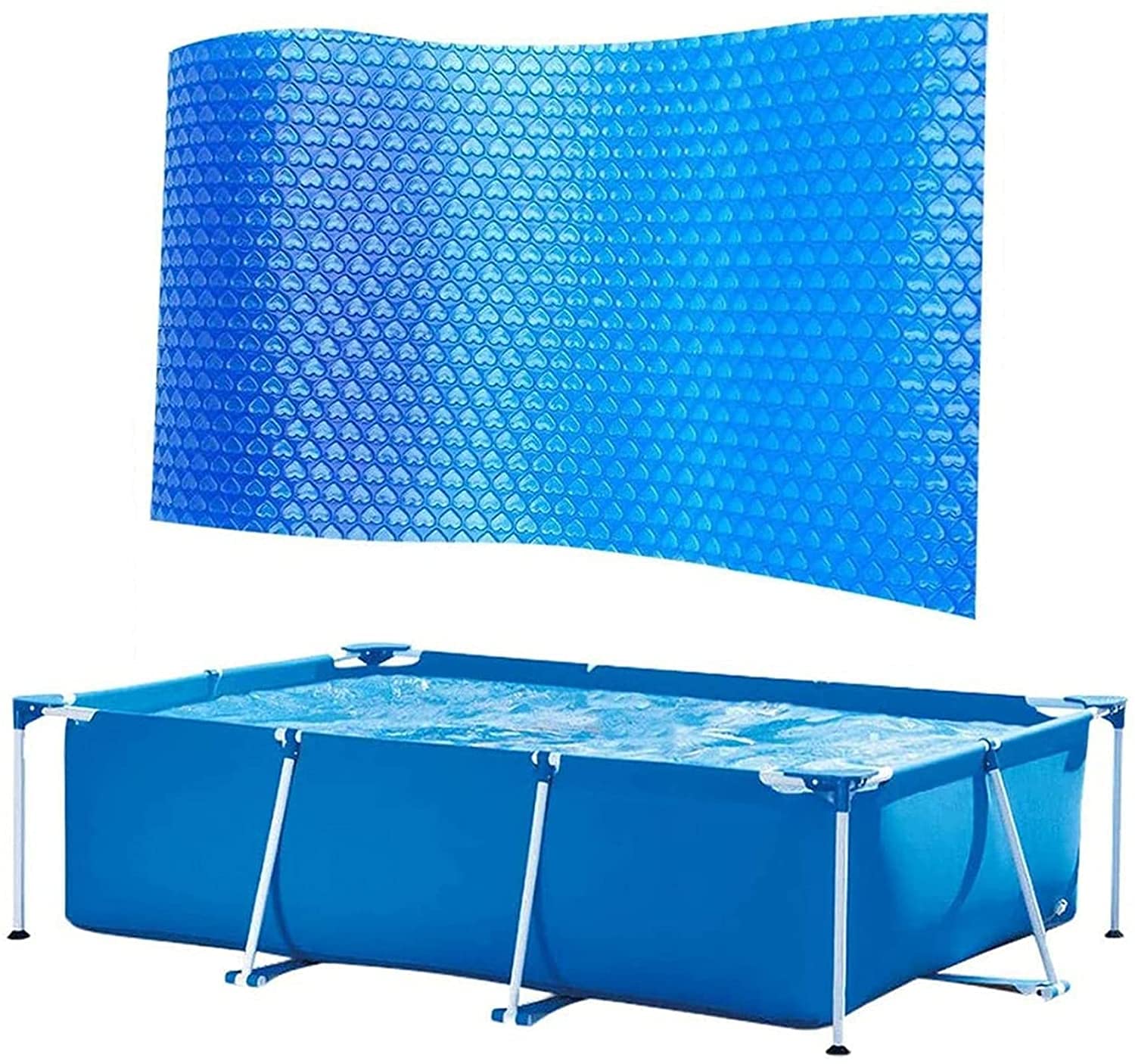 FAXIOAWA Poolabdeckung, Schwimmbad-Solarabdeckung, Faltbare UV-Schutz-Blase, Wärmedämmfolie, Rahmen-Poolabdeckung für Familienschwimmbecken und Erdschwimmbecken (rechteckig, 260 x 160 cm)