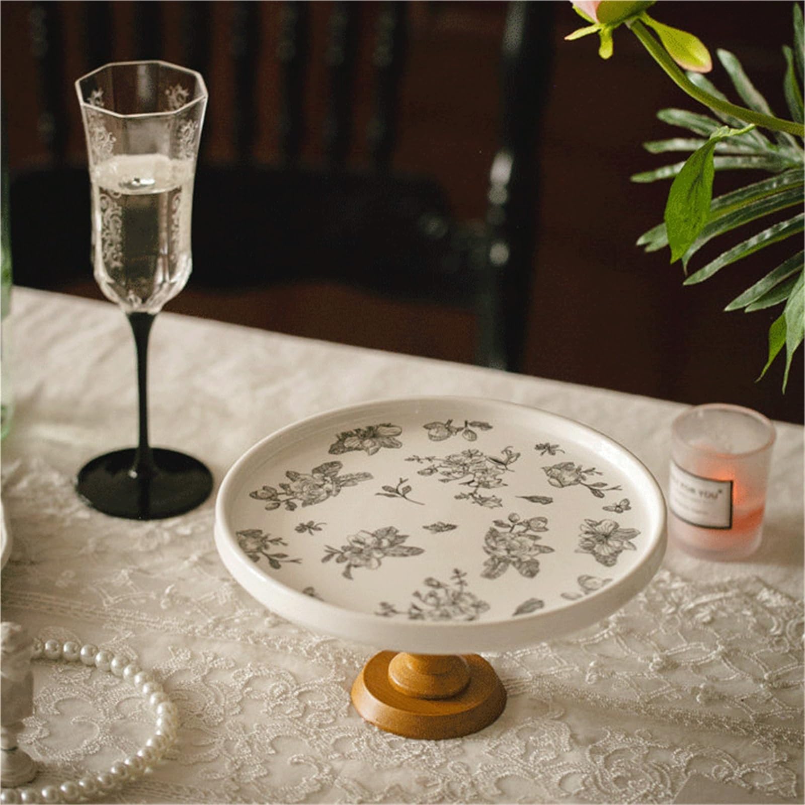 Wieża wystawowa ciast Wysoki stojak na ciasto, talerz do przechowywania, ceramiczny: ekspozycja i przechowywanie biżuterii w stylu vintage Stojak na ciasto
