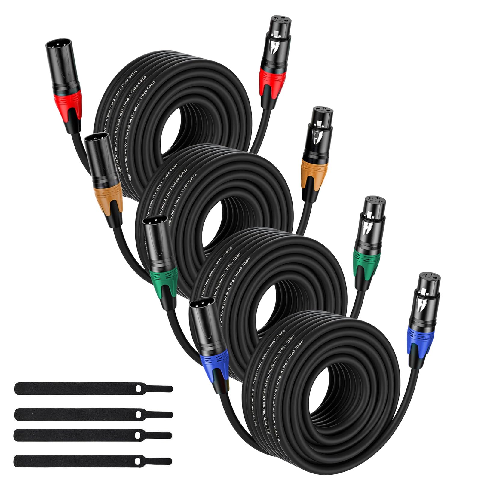 XLR-Kabel, 15 m, Schwarz, Premium symmetrisches Mikrofonkabel, 3-poliger XLR-Stecker auf Buchse, Mikrofon-Lautsprecherkabel, reines Kupfer und beschichtete Leiter