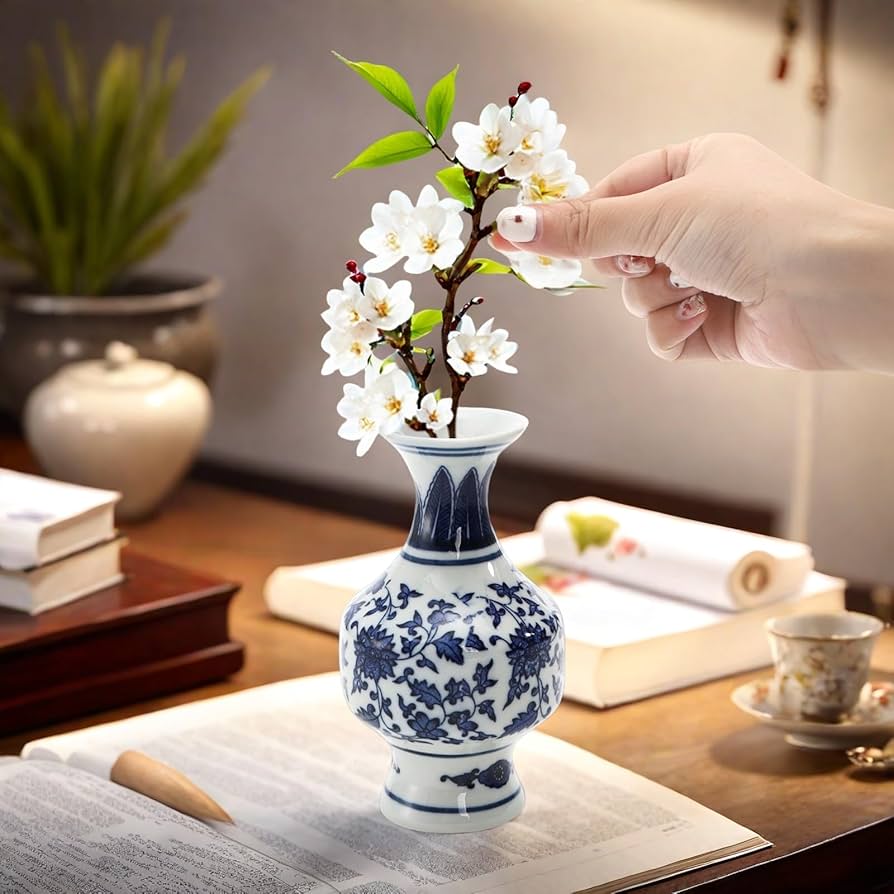 青と白の陶器花瓶 高さ約30cm Amazon.co.jp: 景徳鎮の青と白の磁器の花瓶 陶器と磁器の花瓶