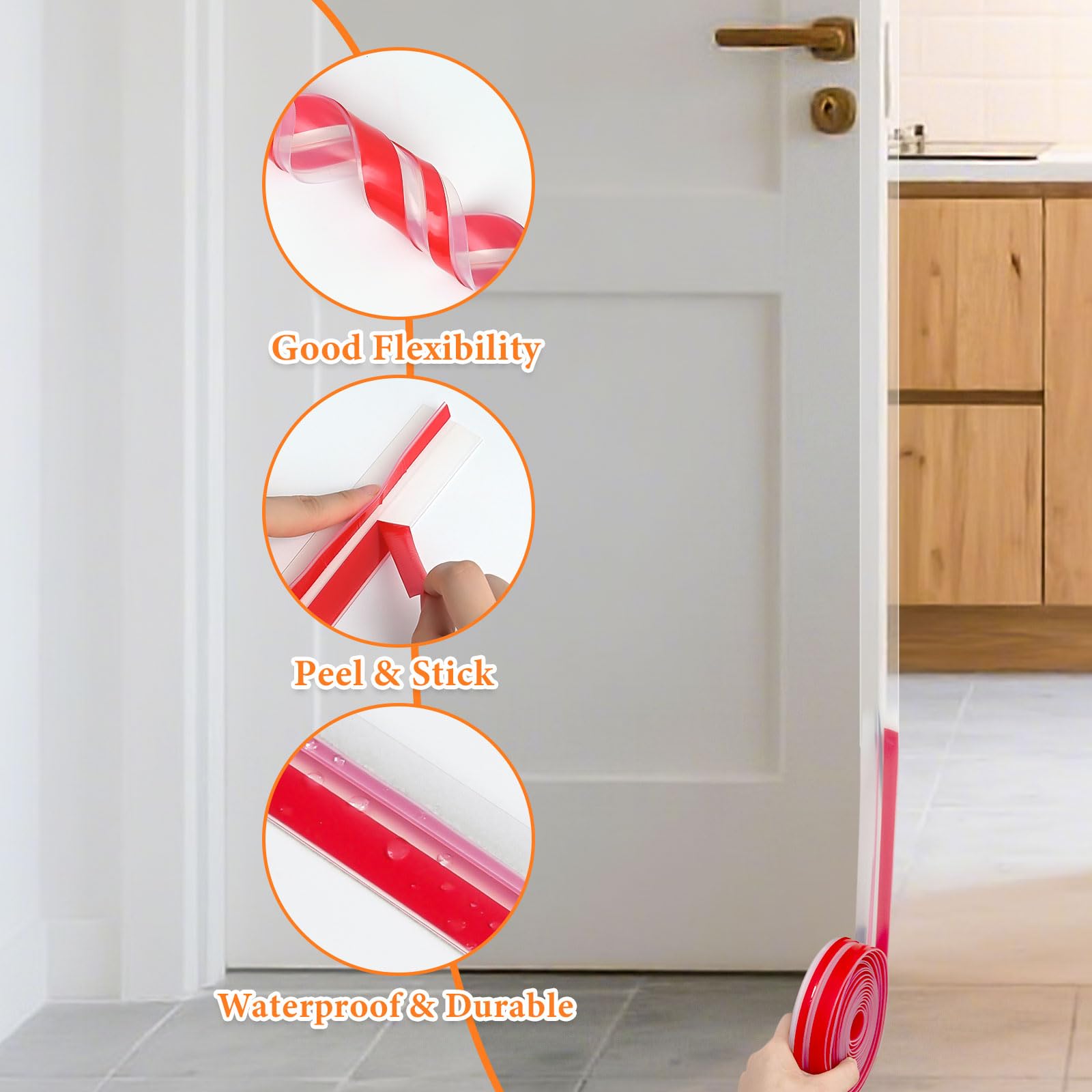KKUOYT T Shaped Silicone Seal Door Strip Bottom 6m/19ft Shower Door Seal Strip Clear Draft Excluder for Doors for Windows Gaps Weather Stripping Seal Strip Shower Sweep - Image 4