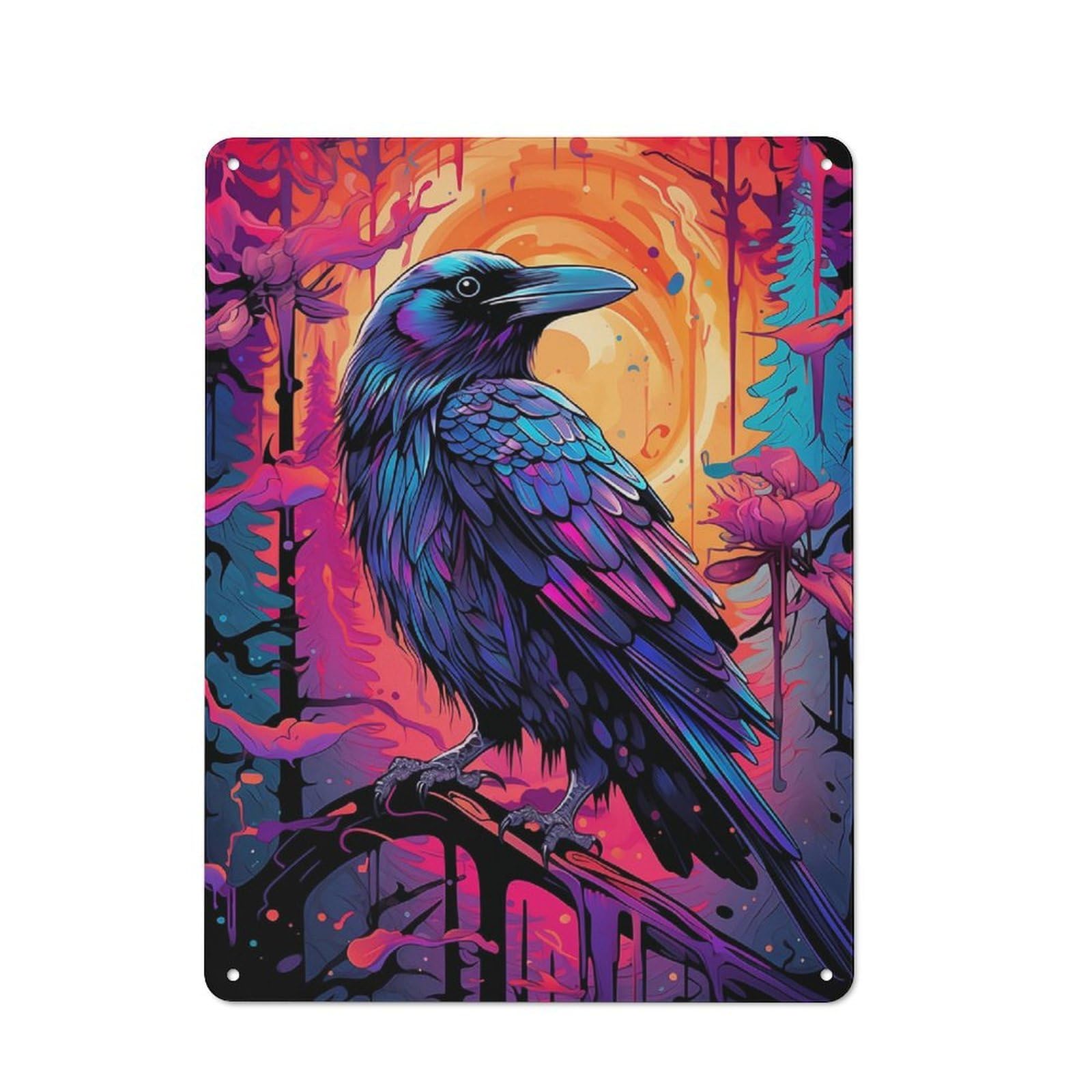 Junmoney Crow Ravens Ink Retro Tin Sign 40X30cm For Dining Room Or Kitchen, Suited To Kitchen Wall Decor Lovers