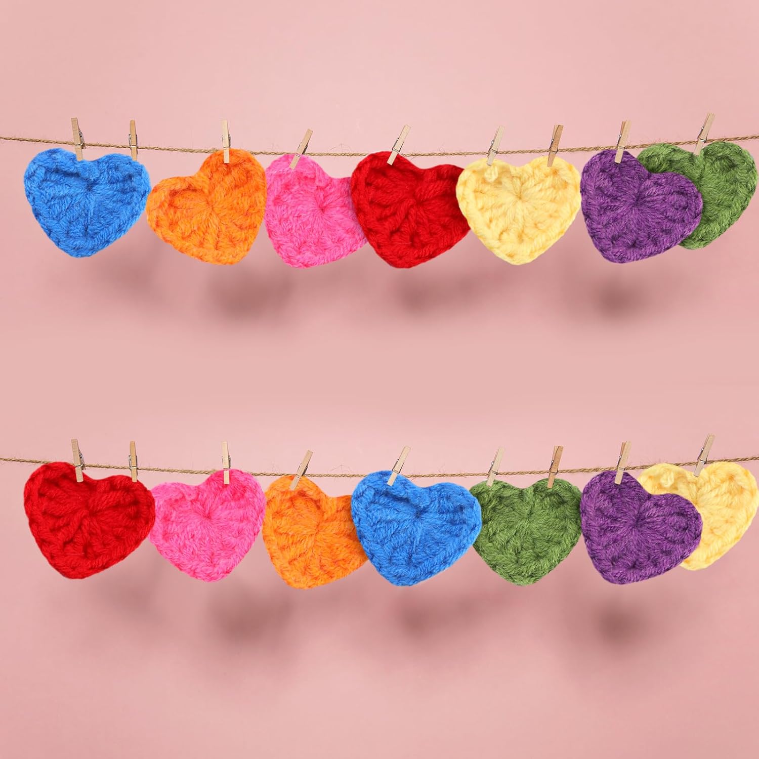 Mindsoft 140 Sets Emotional Cheer Support Gift Bulk Cute Hand Crocheted Pocket Hug Heart Inspirational Cards and Bags Party Favor for Preschool Toddler Boy Girls