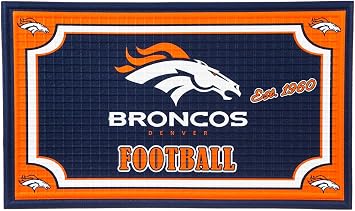 Team Sports America NFL Denver Broncos Embossed Outdoor-Safe Mat - 30" W x 18" H Durable Non Slip Floormat for Football Fans