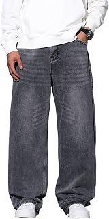 Men's Wide Leg Jeans Baggy Denim Pants Y2k Hip Hop Trousers | Casual 2000s Jean, Straight Leg, 5 Pockets