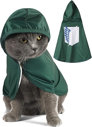 Miniatura 3 de Impoosy Disfraz de gato divertido para mascotas, ropa de gatito para cosplay, camisa para cachorros para perros pequeños (M, verde)