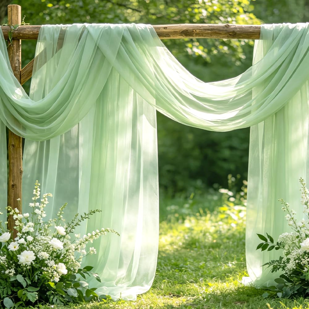 BDKMMS Wedding Arch Draping Fabric Panels, 6Pcs 118×63In Sheer Backdrop Curtains