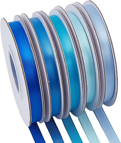 CABODYALS Ruban Satin Uni Bleu de 100 m X 10mm Simple Face en Polyester pour Emb