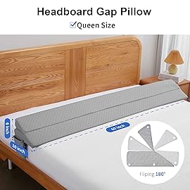 EUHAMS Queen Size Bed Wedge Pillow - Bed Gap Filler Mattress Wedge Headboard Pillow Close The Gap 0-7 Between Your Headboard and Mattress or Wall for Sleeping Backrest Pillow (60x10x6 Gray)