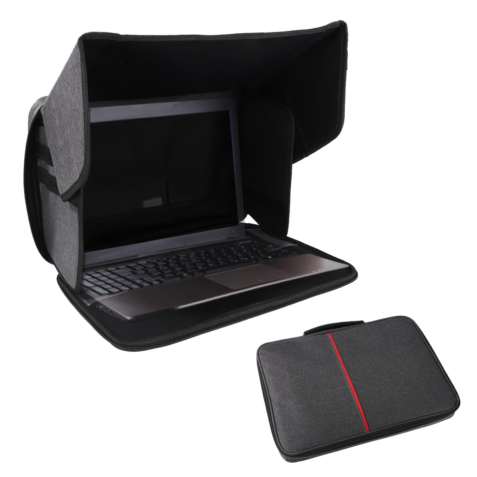Parasol Laptop, Parasol Ordenador Portatil de 12 a 15 Escudo de Privacidad Informática Plegable con Bolsillo Malla para Uso en Exteriores Viajes Oficina(Negro)