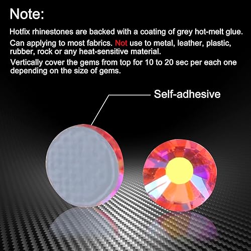 Miniatura 5 de Hot Fix - Diamantes de imitación de cristal con parte trasera plana, gemas de diamantes de imitación de 0.157 in (16 ss, 1440 unidades, rojo AB)