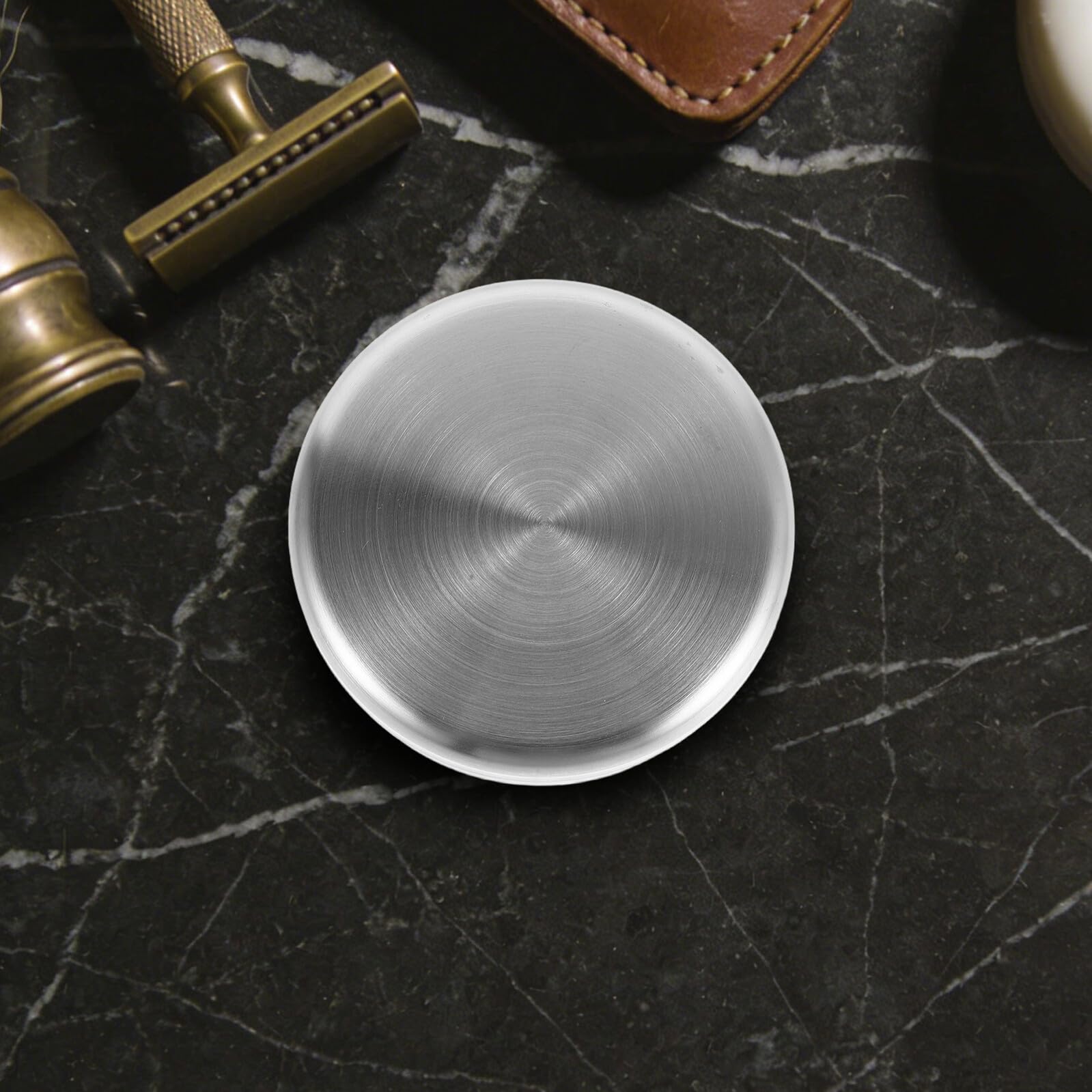 Set 4 Ciotole da Barba in Acciaio Inox 304 Rotonde con Coperchio, Ciotole per Crema da Barba e Sapone Uomo, Portatili e Multiuso per Rasatura e Viaggi