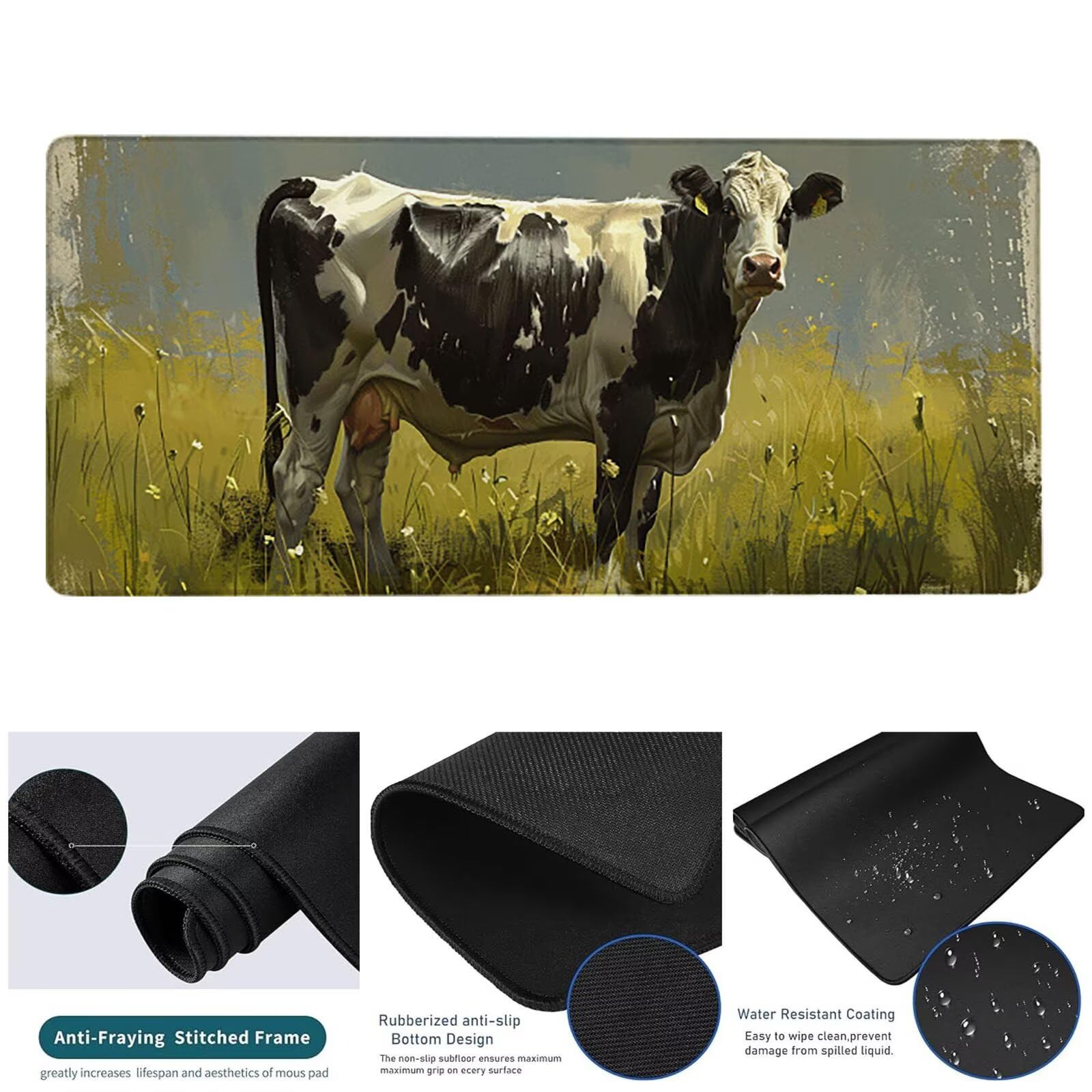 Podkładka pod mysz dla graczy 1600 x 800 x 3 mm, duża zielona podkładka pod mysz, podkładka pod mysz z wołem wodoodporna i antypoślizgowa, wielofunkcyjna duża podkładka pod klawiaturę i mysz,