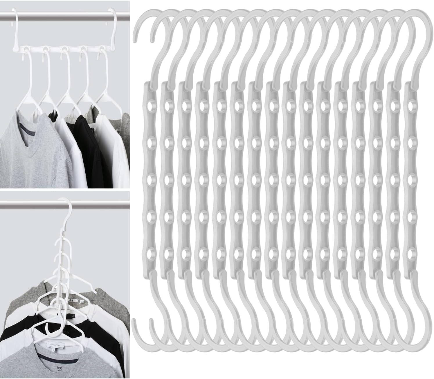 Mr. Pen- Space Saving Hangers for Clothes, 16 pcs, Black, Plastic Multi Clothes Hangers Space Saving, 5 Slots, 360° Rotating Hooks (Pack of 2)