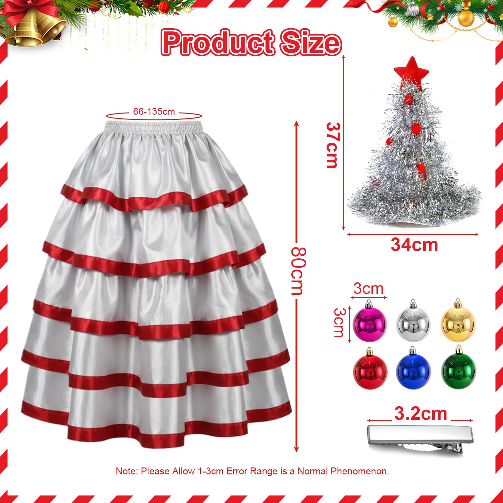 Christmas Tree Costume Set for Women Christmas Novel Outfit Xmas Skirt with Hat Accessories Set for Festive Party Dess Up