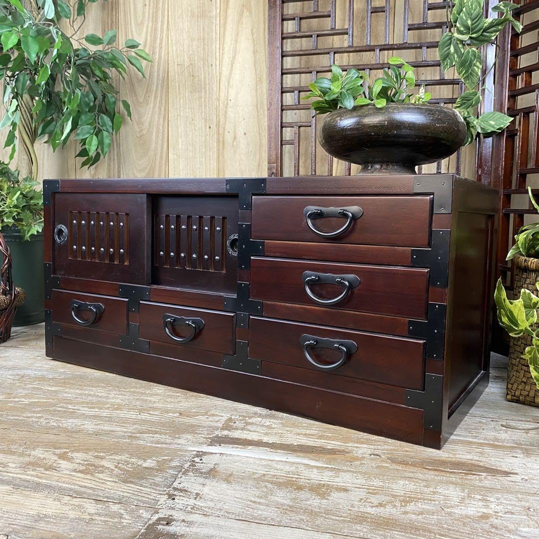 Amazon|人気再入荷民芸家具桐材天然無垢和引き戸付きチェスト横長 Amazon|人気再入荷民芸家具桐材天然無垢和引き戸付きチェスト横長