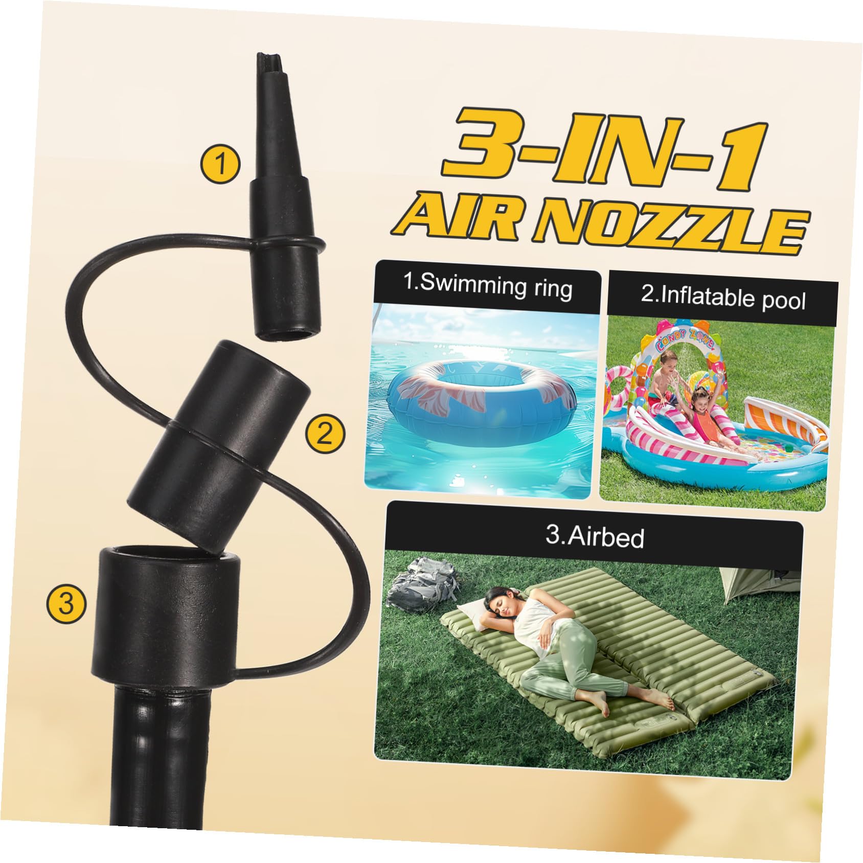 DOITOOL 3 Stück Fuß-balgpumpe Robuste Fußluftpumpe mit Adaptern Schnell Aufblasbar und Entleerbar Geeignet für Luftmatratzen Camping Yogabälle und Luftbetten Kompakt und Tragbar