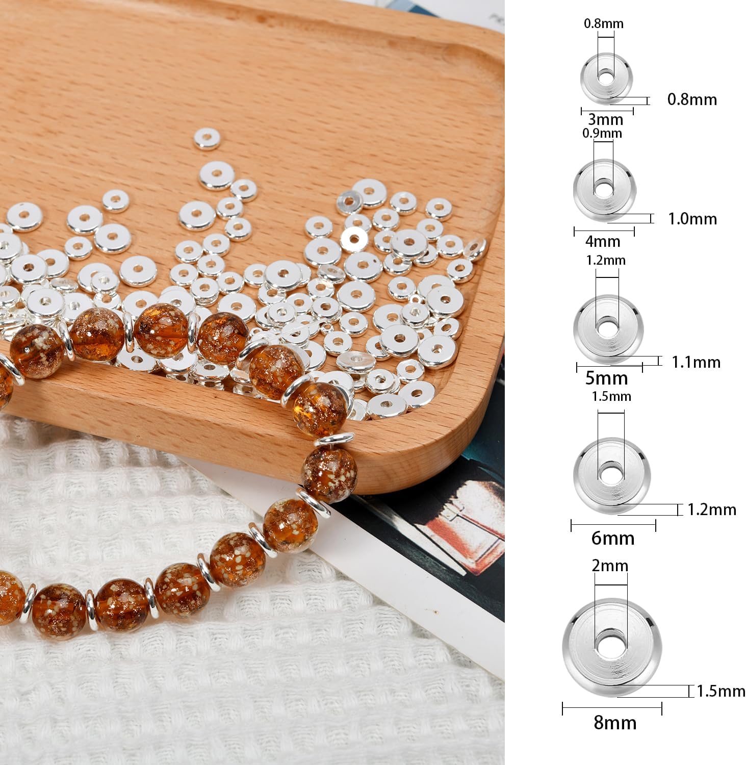 14K Gold Flat Spacer Beads, Disc Spacer, Gold Plated Solid Brass Beads for DIY Bracelet, Necklace Jewelry Making - Image 2