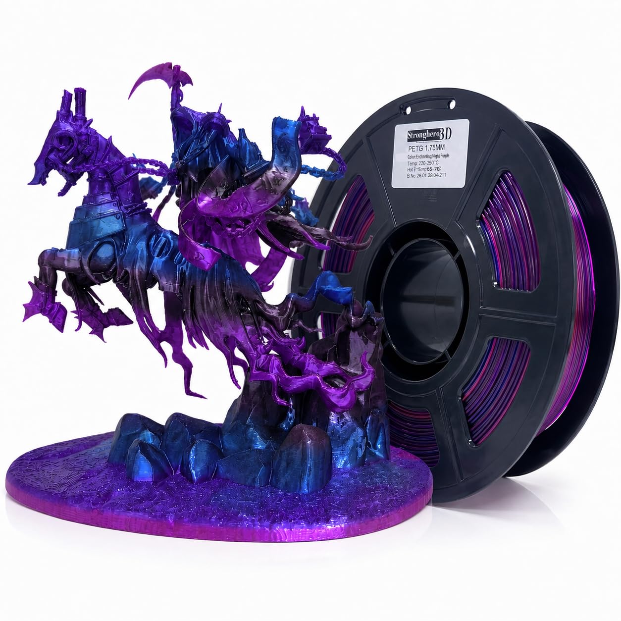 PETG Filament 1.75mm, Black Blue Purple Pink, Translucent Gradient 3D Printer Filament, Galaxy Glitter Black Fast Color Change PETG Filament for FDM 3D Printing, 1kg Spool
