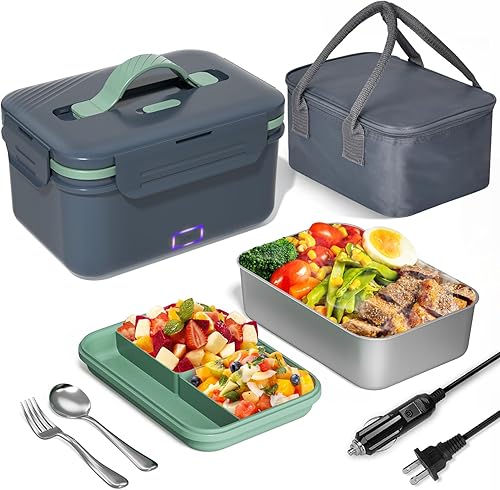 Miniatura 8 de Fiambrera eléctrica calentador de alimentos, calentador de alimentos portátil de alta potencia de 100 W, lonchera térmica para adultos