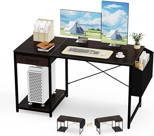 Escritorio para computadora con cajón de 47 pulgadas para oficina en casa con almacenamiento, mesa de escritorio simple y moderna para trabajo, para