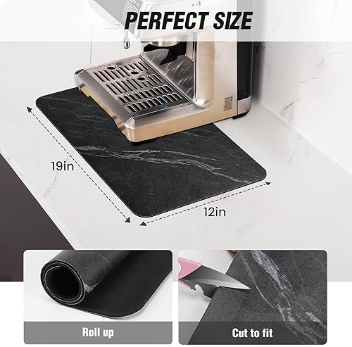 Miniatura 7 de DK177 Tapete de café para barra de café, con parte trasera de goma absorbente de manchas, de secado rápido, apto para debajo de la cafetera de café