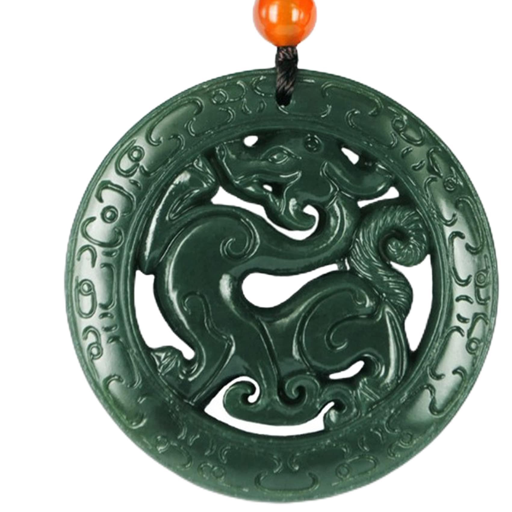 Naszyjnik z kamienia jadeitowego, amulet Feng Shui, chiński naszyjnik ze smokiem, prawdziwy certyfikowany jadeit klasy A, wisiorek z jadeitu Hetian, talizman dobrobytu, pieniądze, szczęście, unisex, z