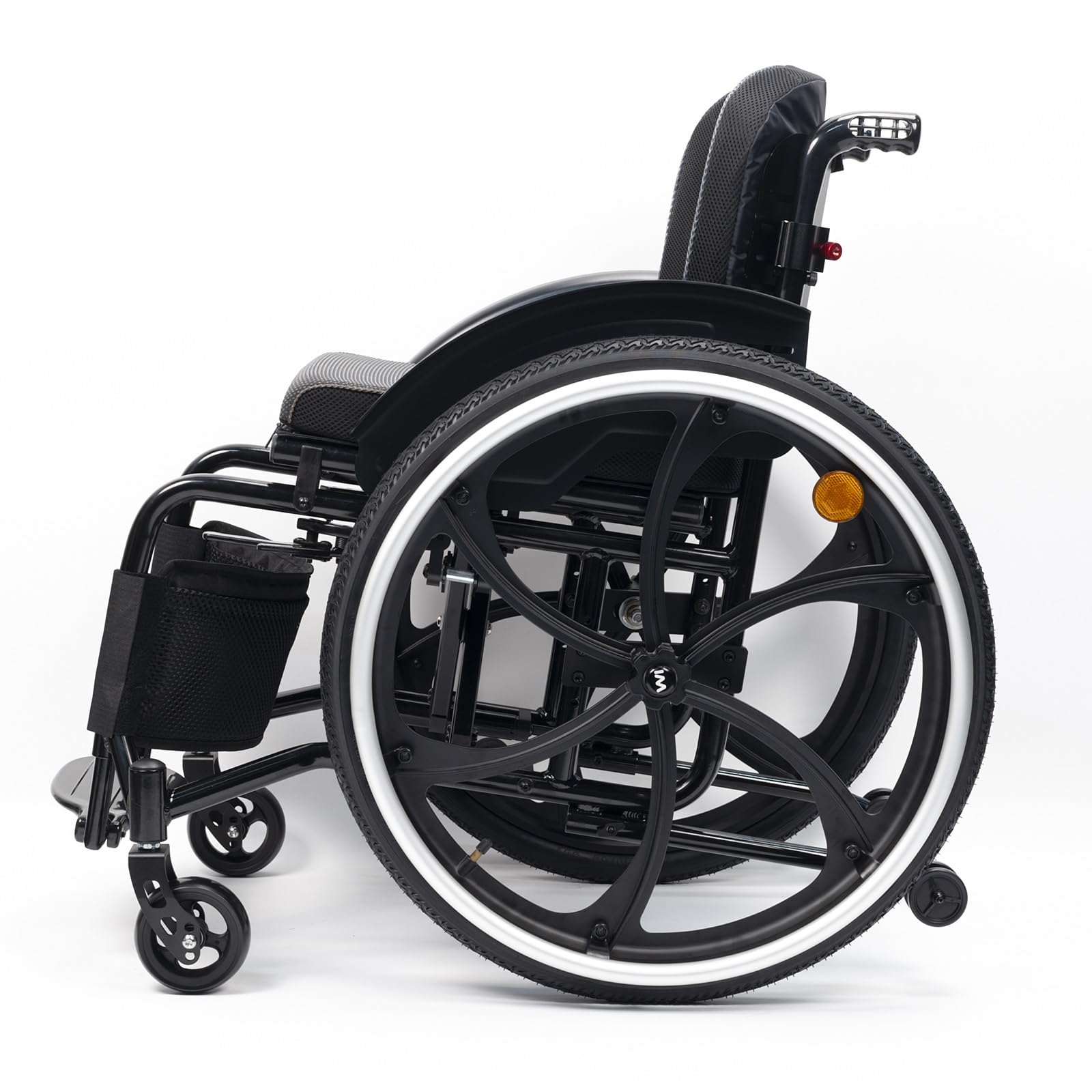 Lightweight All-Terrain Sports Wheelchair,Portable Folding Wheelchair for Adults,220Lbs Load Capacity(Black B,42cm/16.5in)