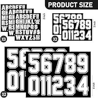 Vista 2 de 190 Piezas Letras Termoadhesivas Números Termoadhesivos Alfabetos Pegatinas de Tela Parches de Números de 8 Pulgadas y 3 Pulgadas Letras