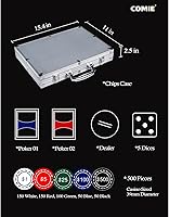 Vista 5 de Fichas de póquer con números, juego de fichas de póquer de 500 piezas con estuche de viaje de aluminio, juego de póquer de 0.41 oz