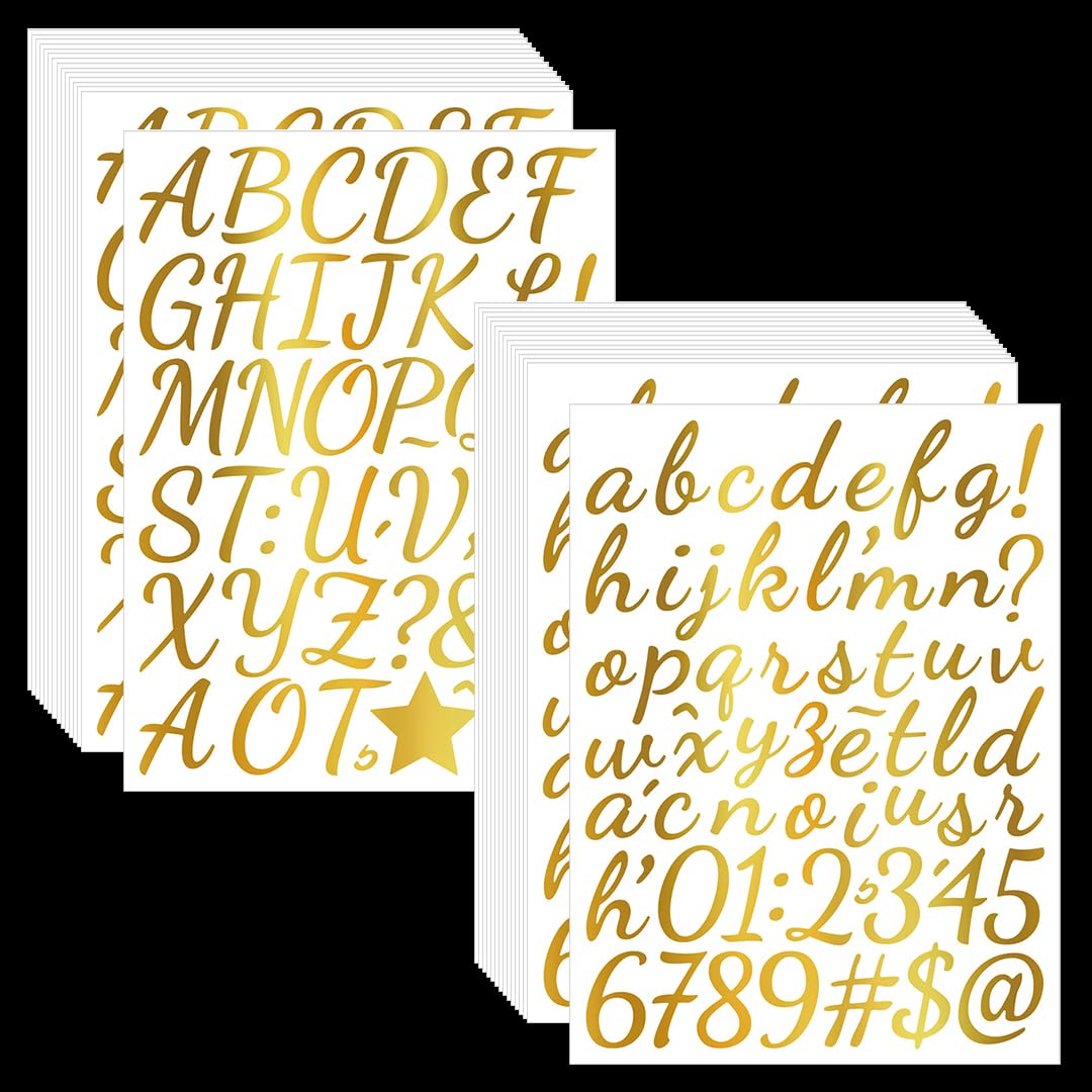 Adesivi Glitterati Oro Con Lettere Alfabeto – 204 Pezzi, Altezza 7,6 Cm, Per Cassette Postali, Porte, Album E Decorazioni Fai Da Te