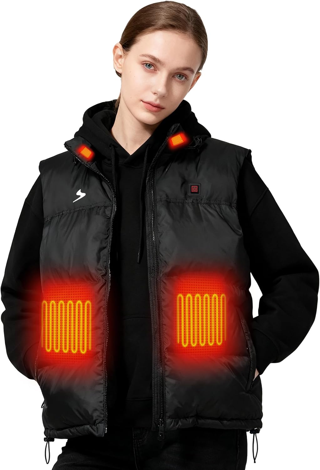 Soulsfeng Men's Women's Heated Down Vest with Battery, Lightweight Heated Vest with Button/APP Control - Image 6