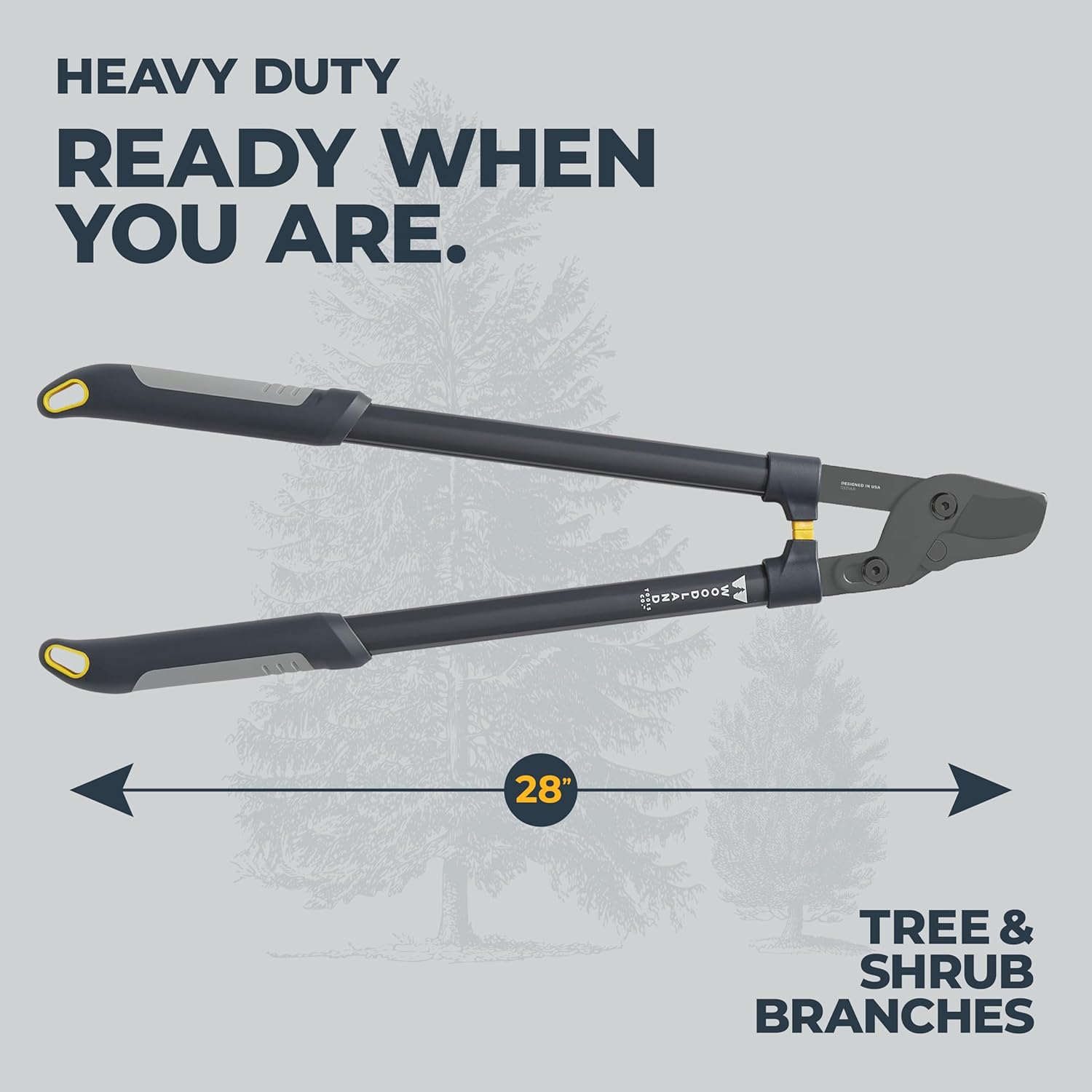 Woodland Tools Heavy Duty Lopper – 28 Inch Lever-Action Branch Cutter with Bypass Blade and Non Slip Grip – Manual Tree Limb Cutter for Thick Branches and Tough Yard Work