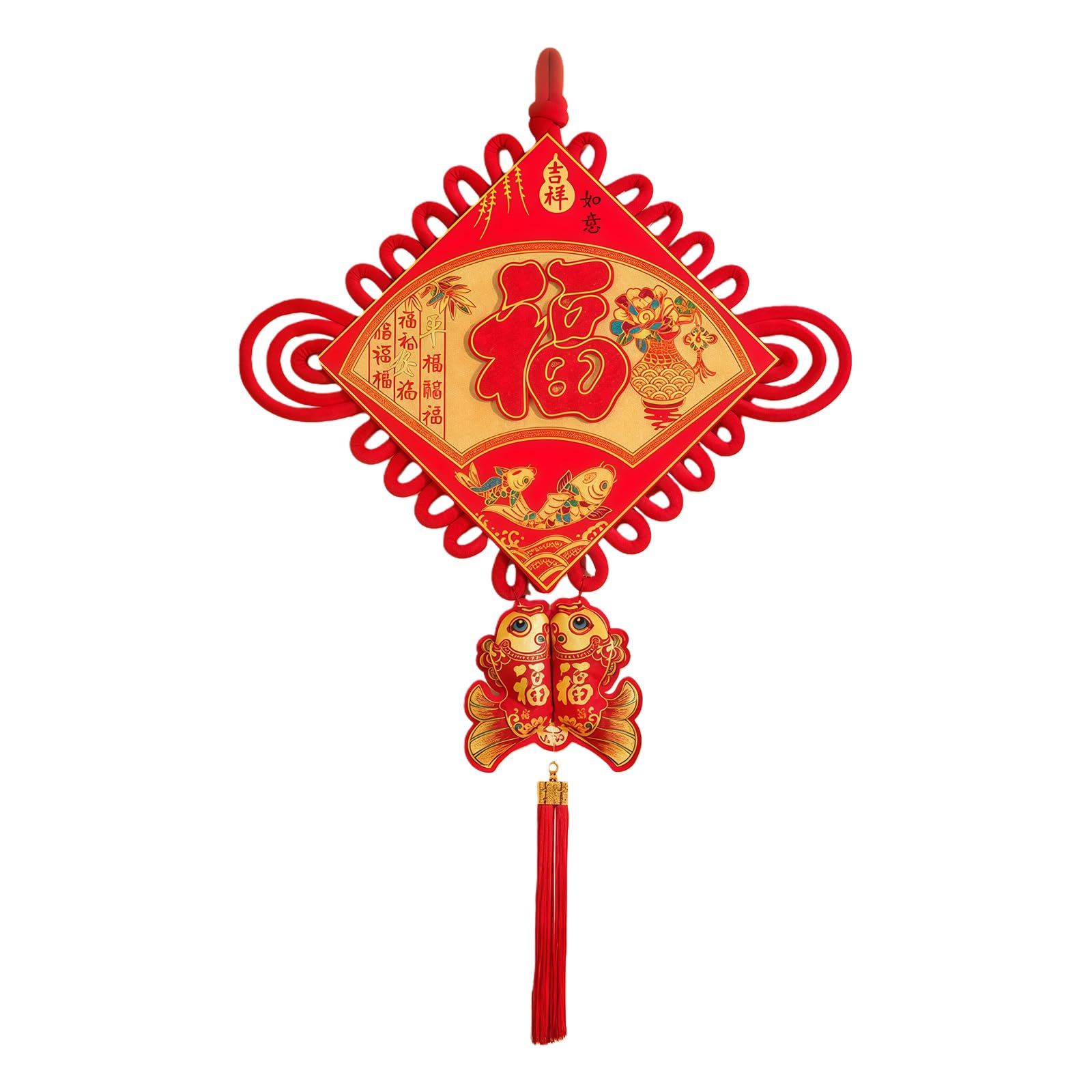Buxuaaaa Chinese Knot Wall Ornament Velvety Fabric Chinese Knot Festival Hanging Decoration for Wall Window Entryway Enhancement Velvety Pendant