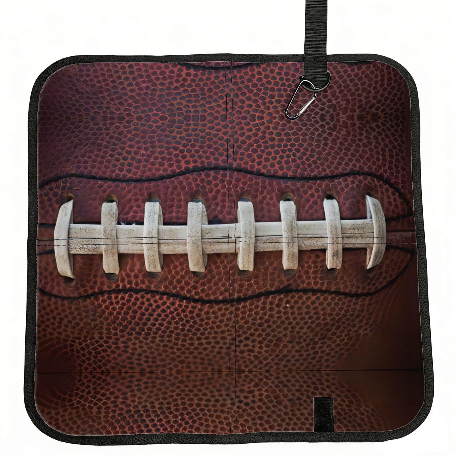 WZYCWB American Football Laces Foldable Seating Cushion with Carabiner - Stadium Mat for Camping, Hiking and Outdoor Activities