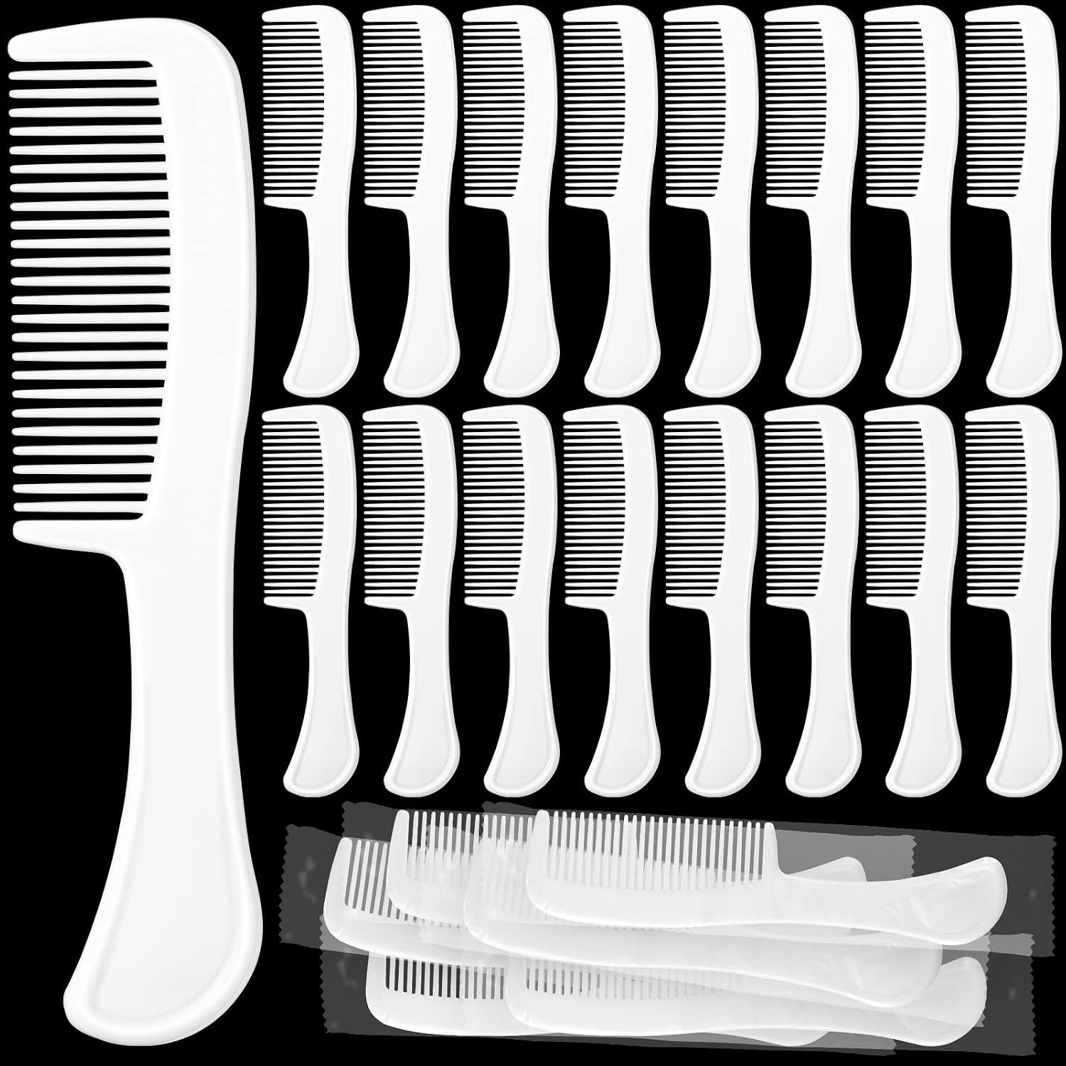 100 Pcs Individually Wrapped Combs Bulk 5.9 Inch Long Handle Disposable Plastic Travel Hair Comb for Hotel Shelter Homeless Charity Church Nursing Home Care Supplies
