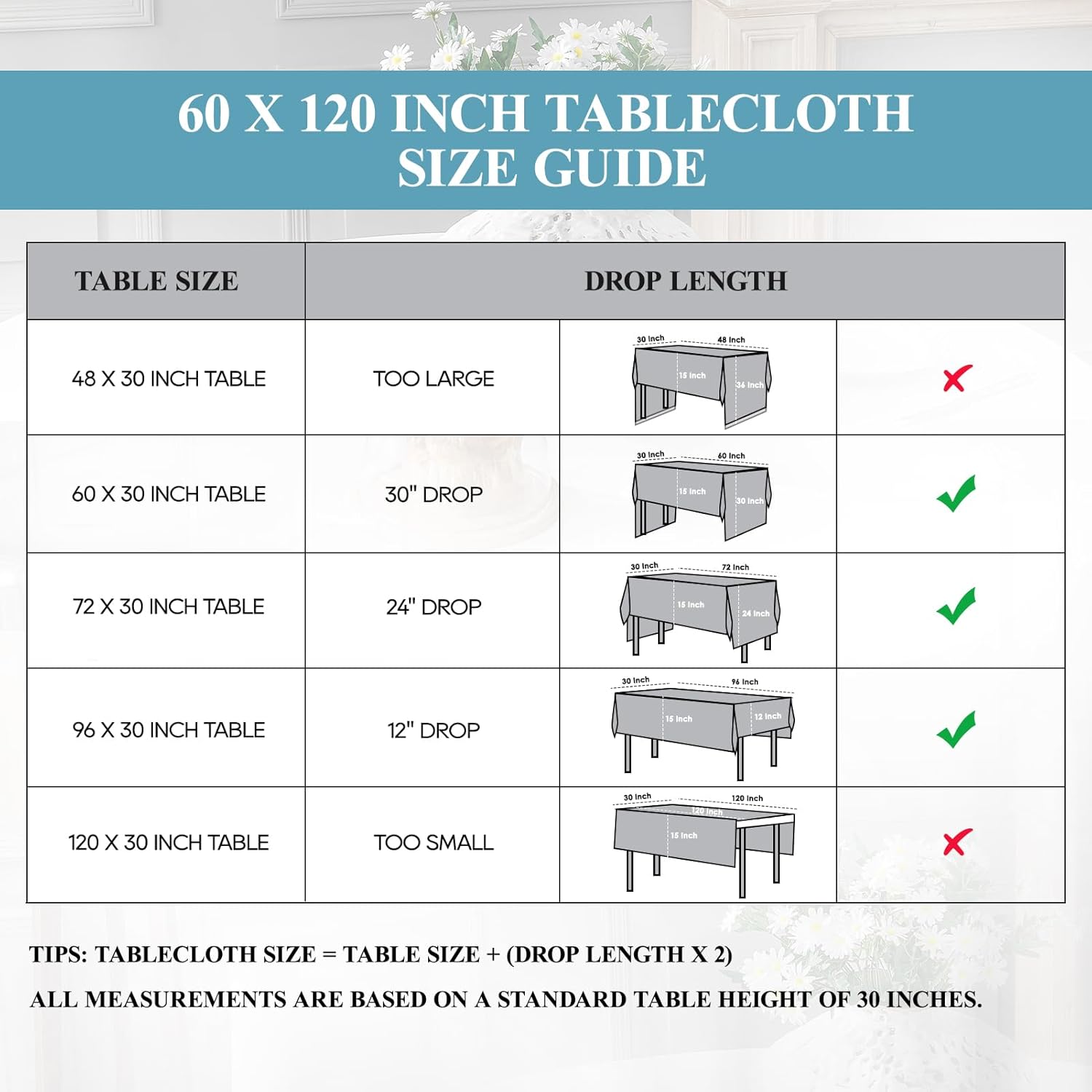 vidafete tablecloth 60 * 120inch 10 pack rectangle table cloth polyester, stain wrinkle resistant dining table cover for kitchen dinning party wedding rectangular tabletop buffet decoration(white) white 120" x 60" (10 pack)