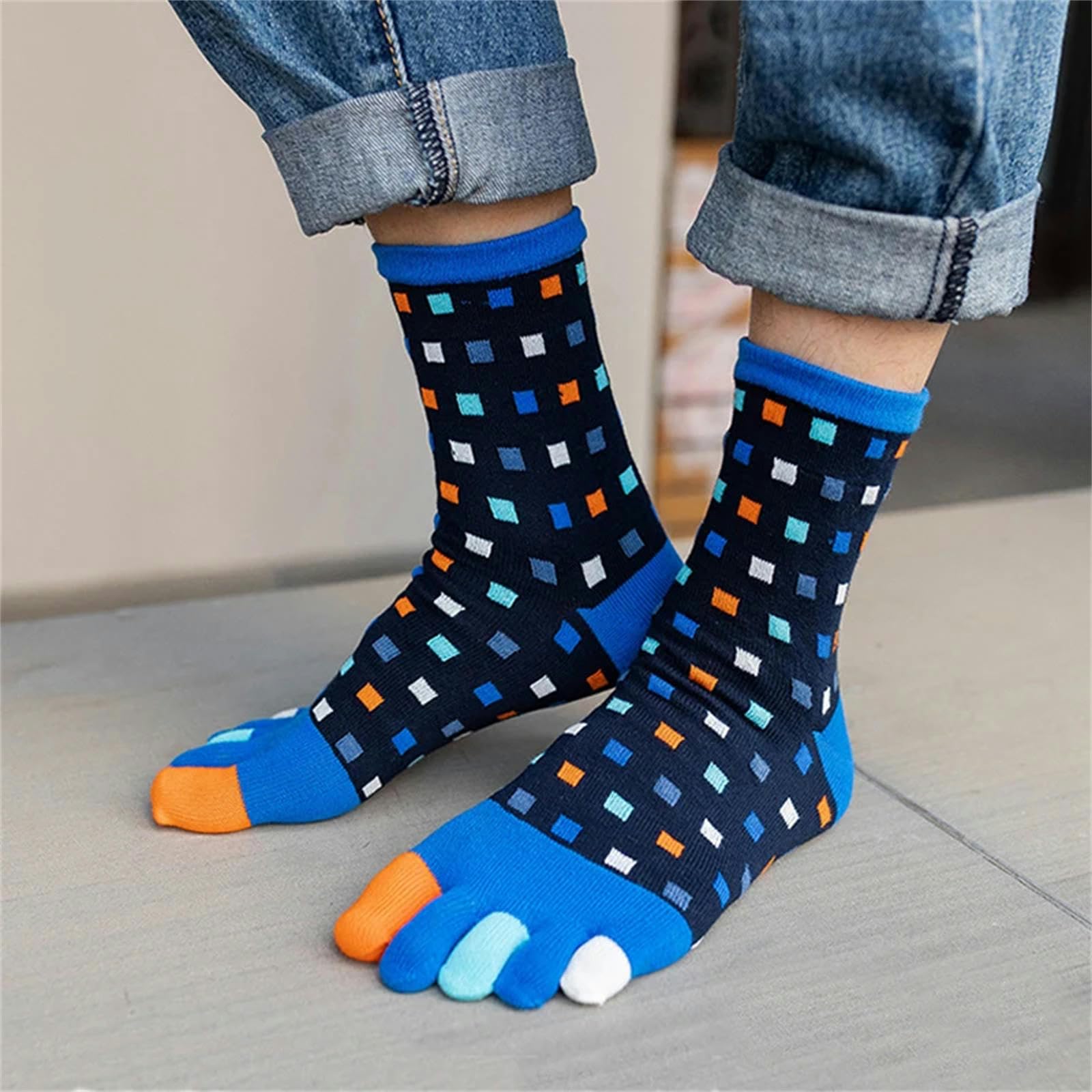 Calzini 5 Coppie Uomini Calzini A Cinque Dita Di Cotone Traspirato Sport A Strisce A Strisce Da Corsa Calzini Con Le Dita Dei Piedi