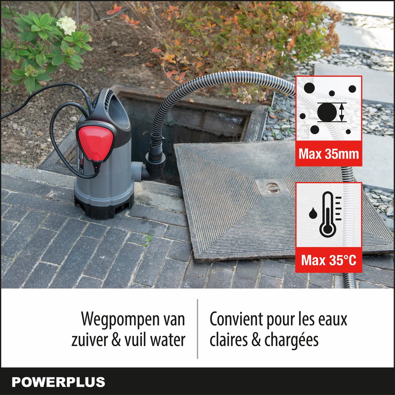 Powerplus - Bomba sumergible 400w agua sucia 1x230v, colores surtidos