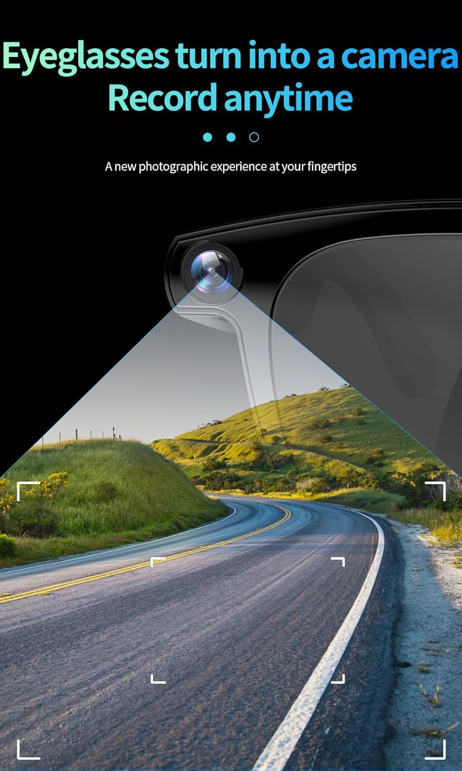 AI Smart Bluetooth Glasses with 800W Pixels Camera, 2K HD Photo and Video Recording, Translation, Meeting Recording, Music Calling, AI Recognition