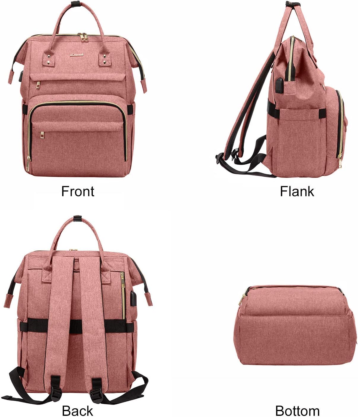 LOVEVOOK Laptop Backpack Women Teacher Backpack Nurse Bags, 15.6 Inch Womens Work Backpack Purse Waterproof Anti-theft Travel Back Pack with USB Charging Port (Light Pink) : Electronics